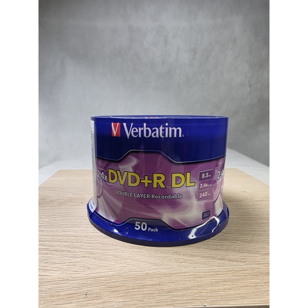 NEW Pack of 50 Verbatim DVD + R DL Double Layer Recordable Blank Disc 2.4x 8.5GB